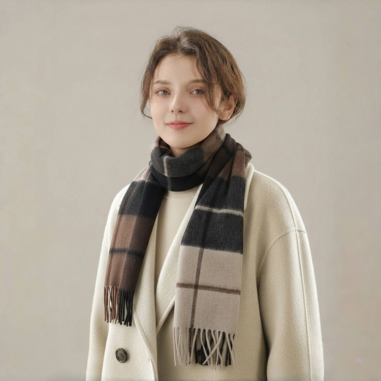 鹿王官方正品青年围巾/丝巾绵羊毛长方形加厚围巾/丝巾款羊绒男女