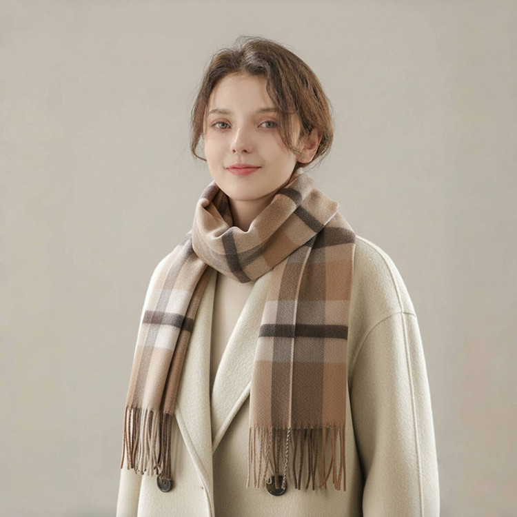 鹿王官方正品青年围巾/丝巾绵羊毛长方形加厚围巾/丝巾款羊绒男女