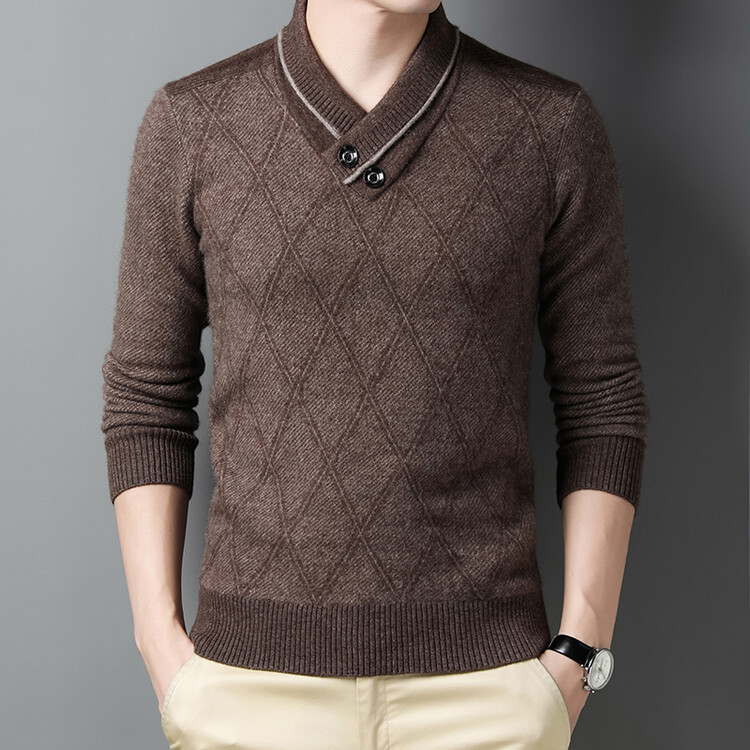 秋冬新款男装羊绒衫规时尚都市长袖套头针织衫/毛衣鹿王官方正品
