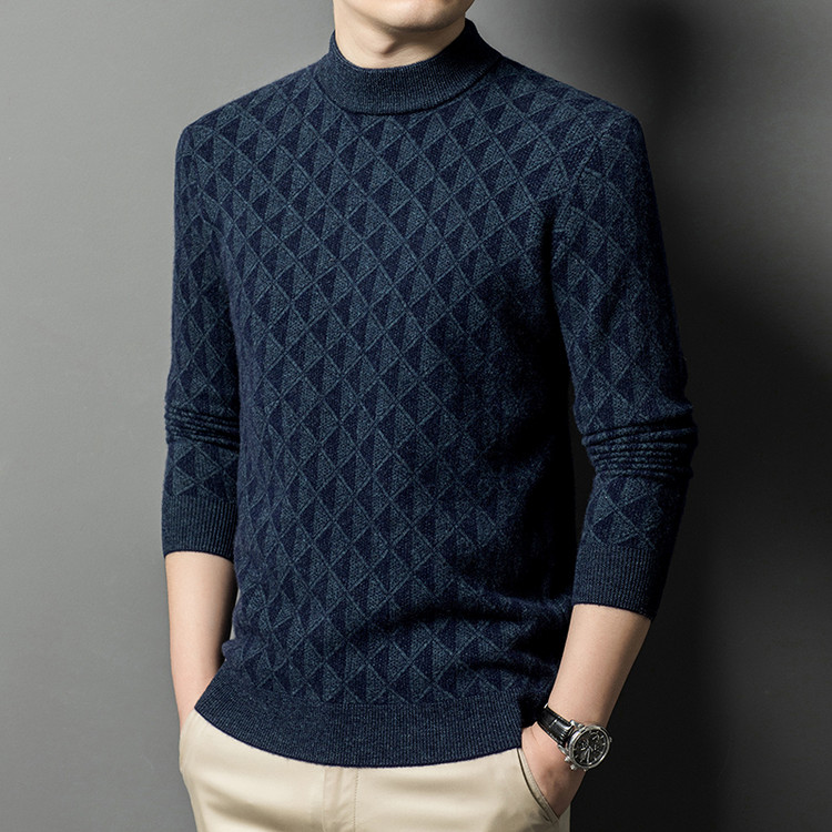 鹿王官方正品男装羊绒衫普通毛线圆领直筒型休闲风套头针新款秋冬