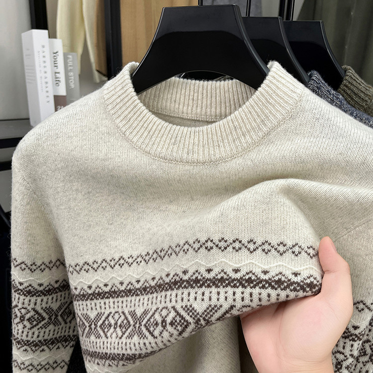 鹿王官方正品男装羊绒衫普通毛线圆领宽松青春活力风套头新款秋冬