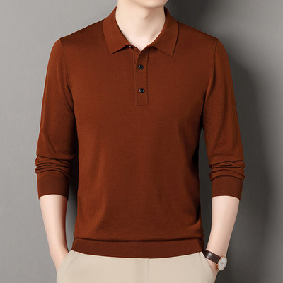 鹿王男装羊绒衫官方正品细翻领直筒型羊毛罗纹底摆针织衫秋冬新款