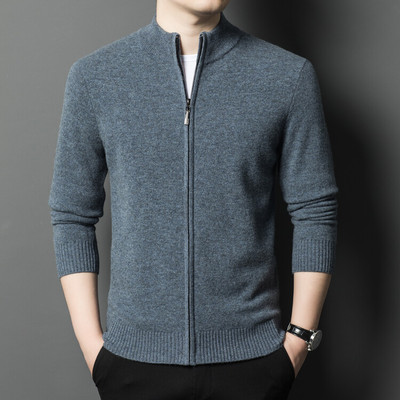 秋冬新款鹿王官方正品无帽立领羊毛羊毛商务绅士春秋针男装羊绒衫