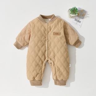婴儿秋冬装加厚连体衣新生儿保暖爬服安阳童装宝宝外出加绒连体衣