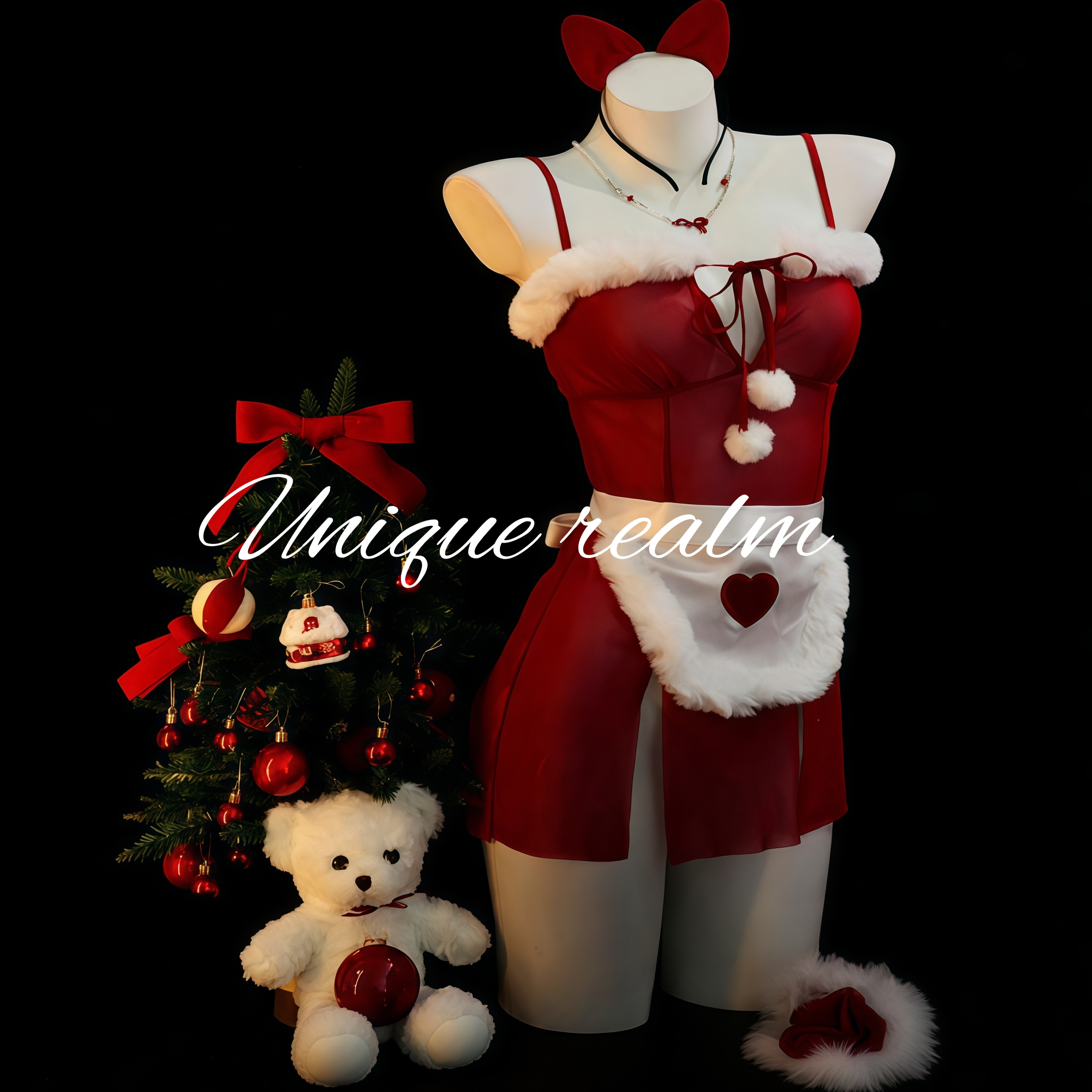 谧境「心动圣诞夜」圣诞节战袍红色魅魔性感女仆战衣情趣制服qqny