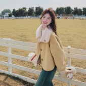 新款 黄色羊羔毛外套女短款 2025冬季 韩系超好看加厚两面穿皮毛一体