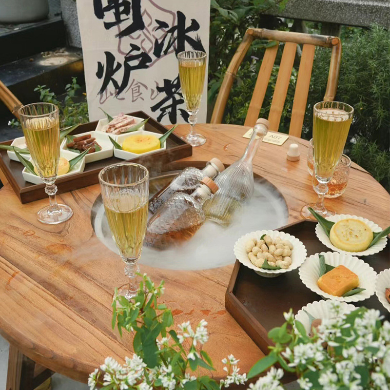 户外庭院围炉冰茶煮茶桌子
