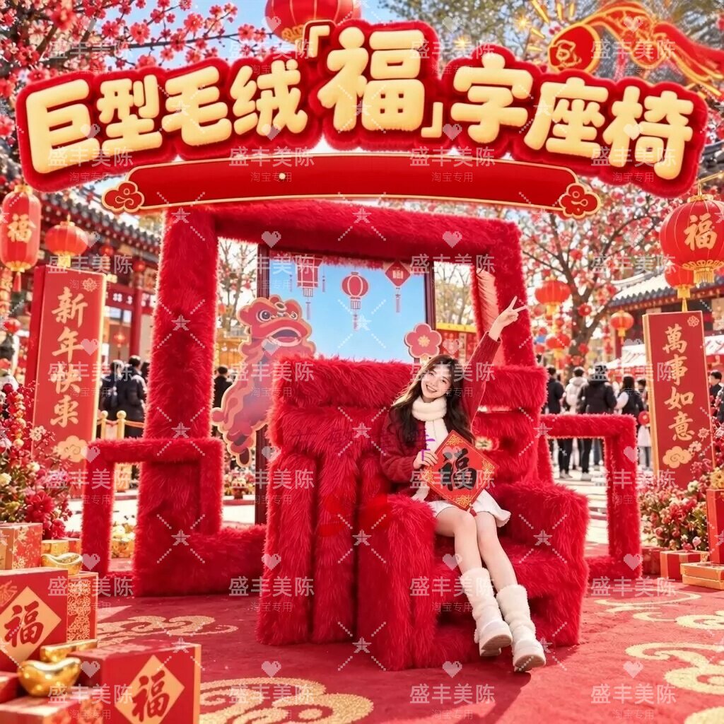新年毛绒福字打卡框定制图片