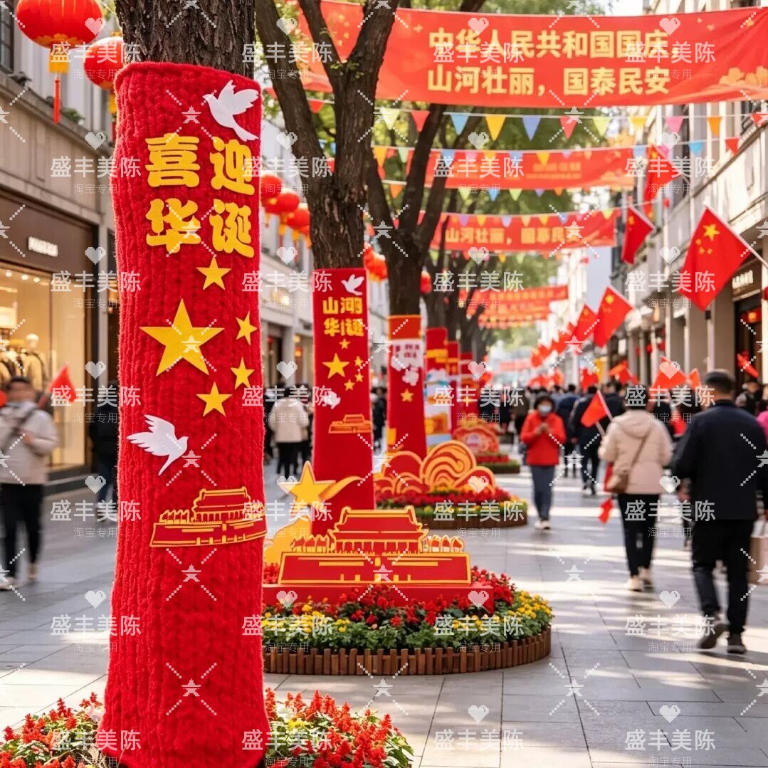 国庆大树毛衣编织美陈定制引流
