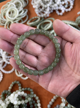 和田碧玉归圆珠手链精工切料品质好手串女单散珠串