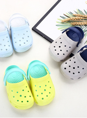 儿童拖鞋夏男童防滑宝宝洞洞鞋软底1-3岁2女童包头室内亲子沙滩鞋
