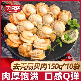 10袋天海藏去壳扇贝肉无冰衣无沙净重150g/袋带黄大个肉厚饱满