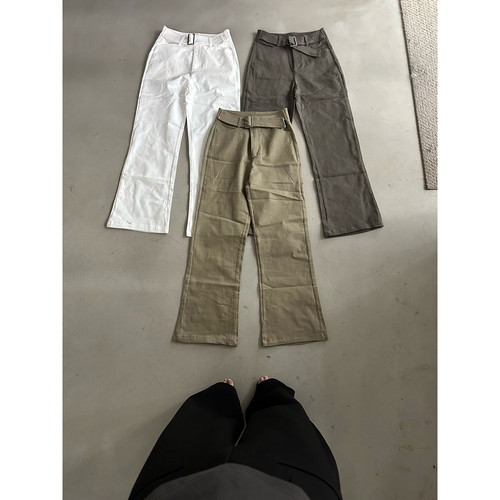 Hand made-秋上新高腰显瘦筒喇休闲裤(不可拆腰带)r26217