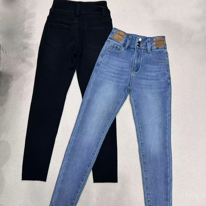 谷木羽-冬上新复古水洗加绒百搭小脚牛仔裤836h