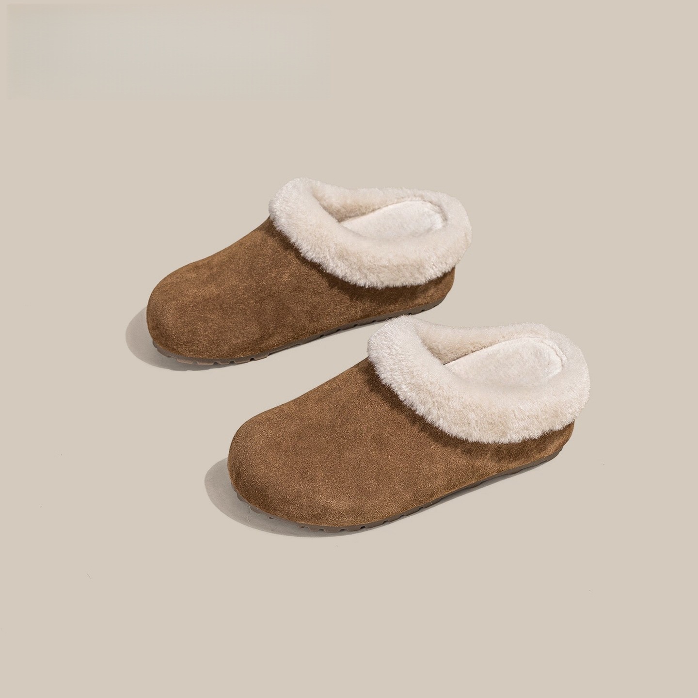 一脚蹬加绒毛毛鞋潮雪地包头拖鞋