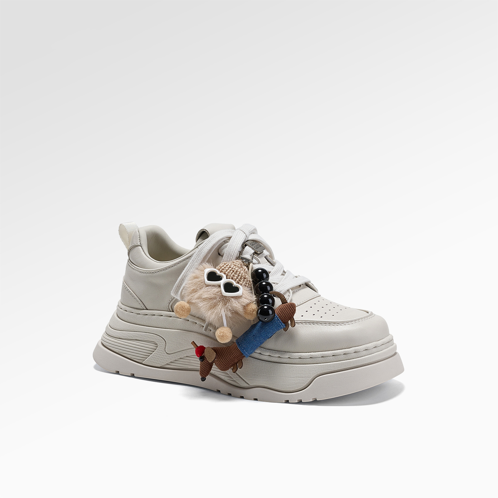 超火真皮增高6cm厚底小白鞋