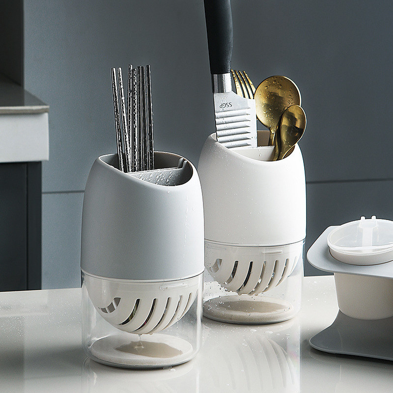 硅藻泥筷子桶厨房筷子收纳盒圆形塑料双层家用内置排水筷子笼架,餐饮具,餐具笼/架,淘宝优惠券,粉丝福利购,淘宝优惠卷