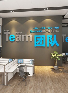 团队文化墙公司进门形象墙电商公司墙面装饰感会议室布置