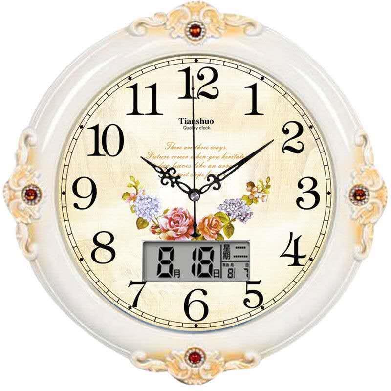 天朔欧式静音挂钟客厅墙上卧室时钟家用挂表创意简约时尚石英钟表