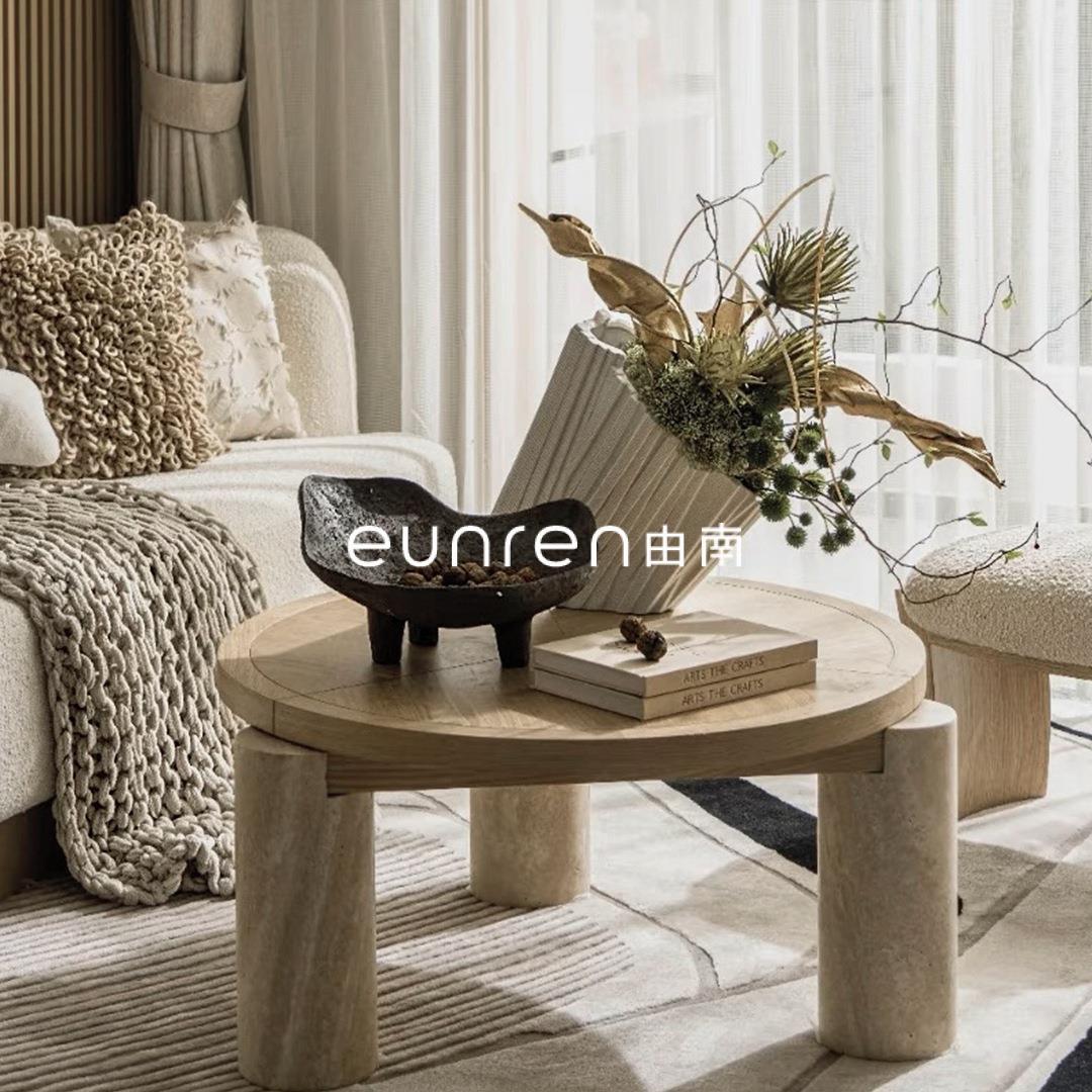 中式复古风仿石器果盘树脂托盘摆件样板房民宿酒店桌面创意装饰品