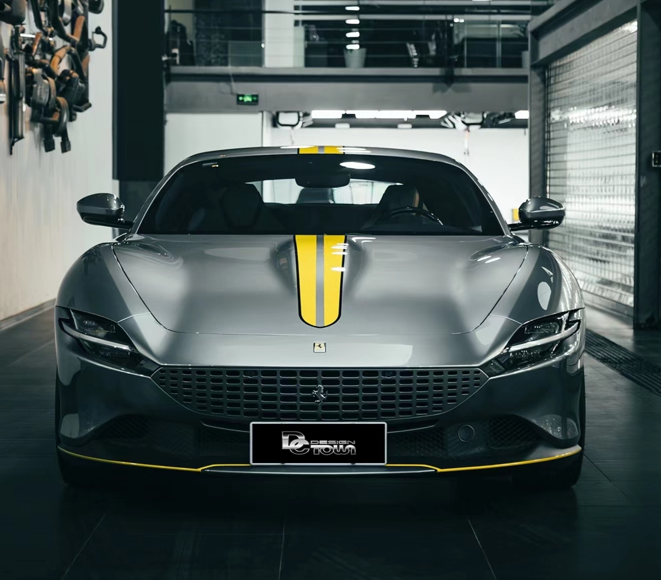 法拉利Roma车贴拉花 458 488 F430 跑车引擎机盖车尾个性彩条贴纸