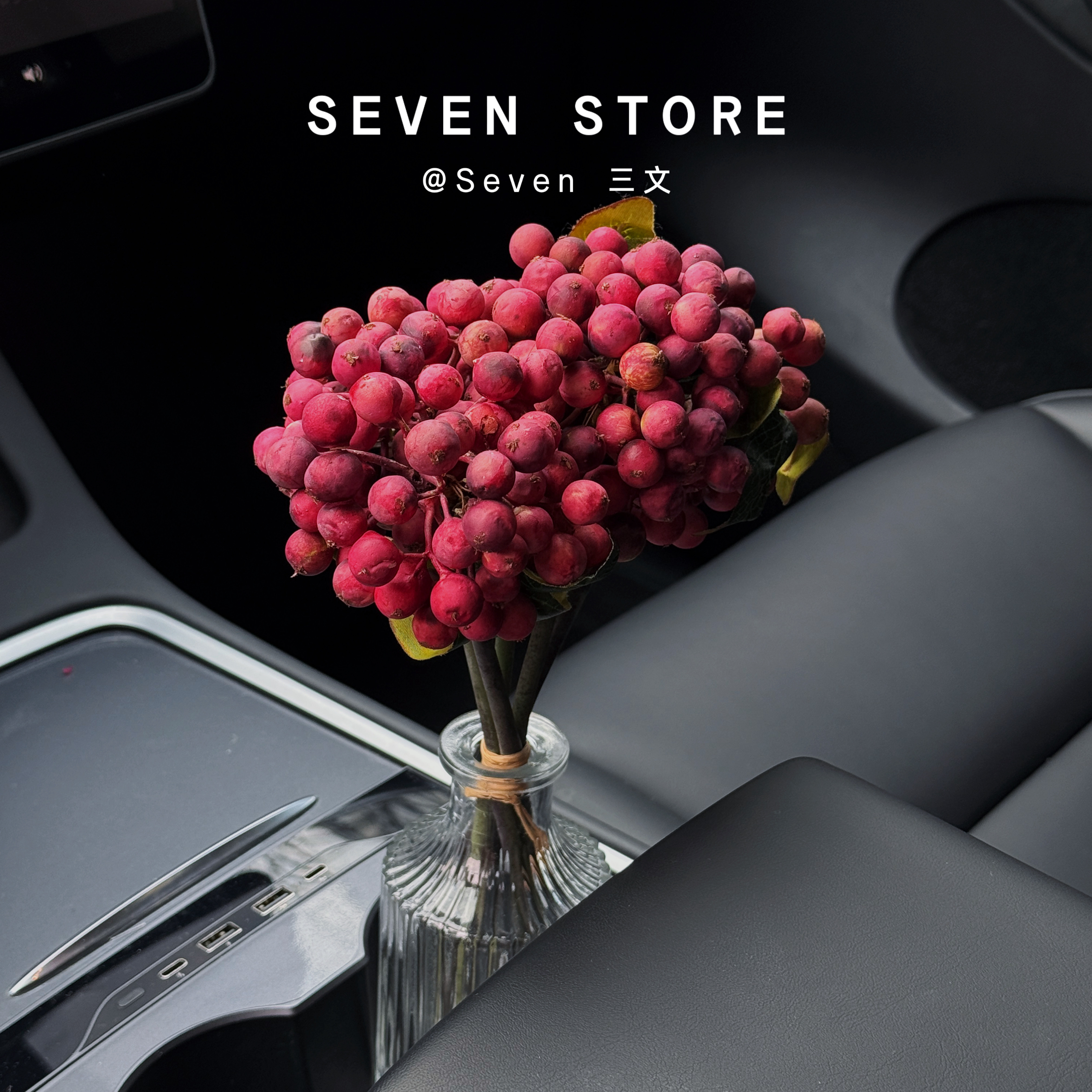 仿真果子浆果车内养花中控台花束装饰摆件高级精致感