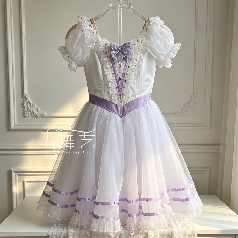 毕业舞会紫色演出比赛服女童芭蕾舞裙舞蹈服芭蕾舞演出服tutu裙