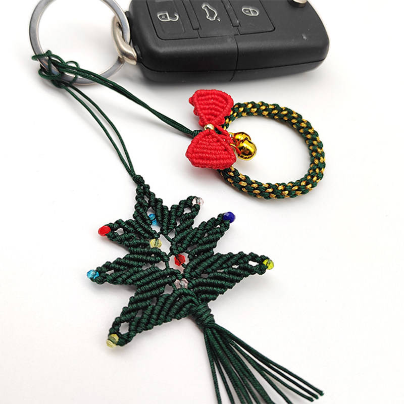 diy圣诞树结编绳节日钥匙扣挂件