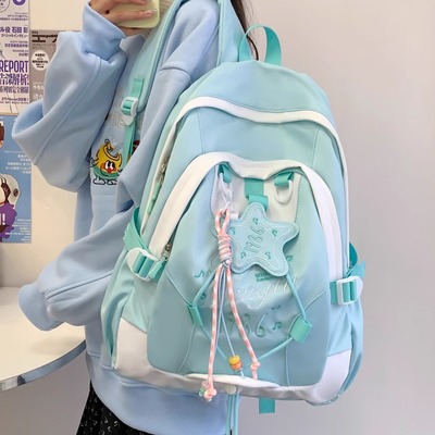 女生绿色系ins小众高颜值书包