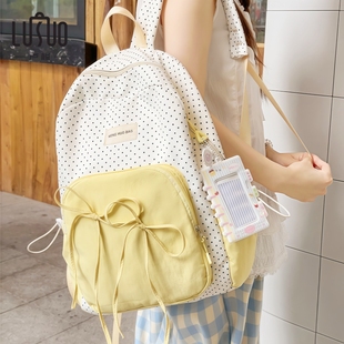 高颜值撞色轻便大容量韩系肩包女 书包ins小众初中生女生2025新款