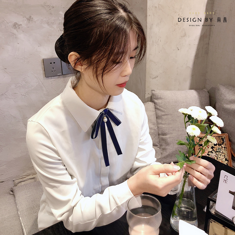 领结女清新学院风衬衫裙装领花图片