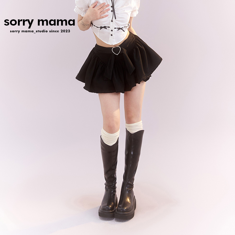 sorry mama微胖甜美芭蕾风蓬蓬半身裙女夏辣妹花苞裙裤超短a字裙