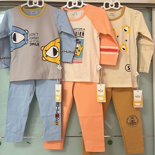 福利款！熊步士儿童莱卡棉秋衣秋裤内衣套装家居睡衣特价