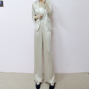 2026年春季新品时尚百搭翻领西装外套+直筒阔腿裤两件套套裤038