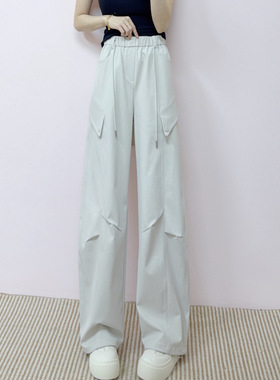 2026年春夏新品休闲高腰柔软纯色百搭工装裤运动休闲阔腿长裤171