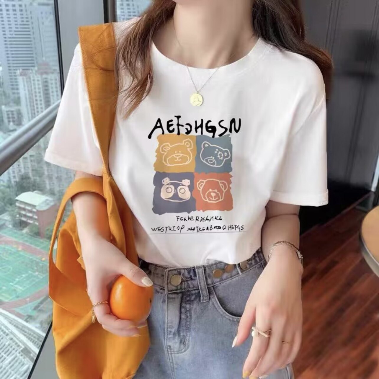 新款时尚纯棉短袖T恤女款【四个小熊】