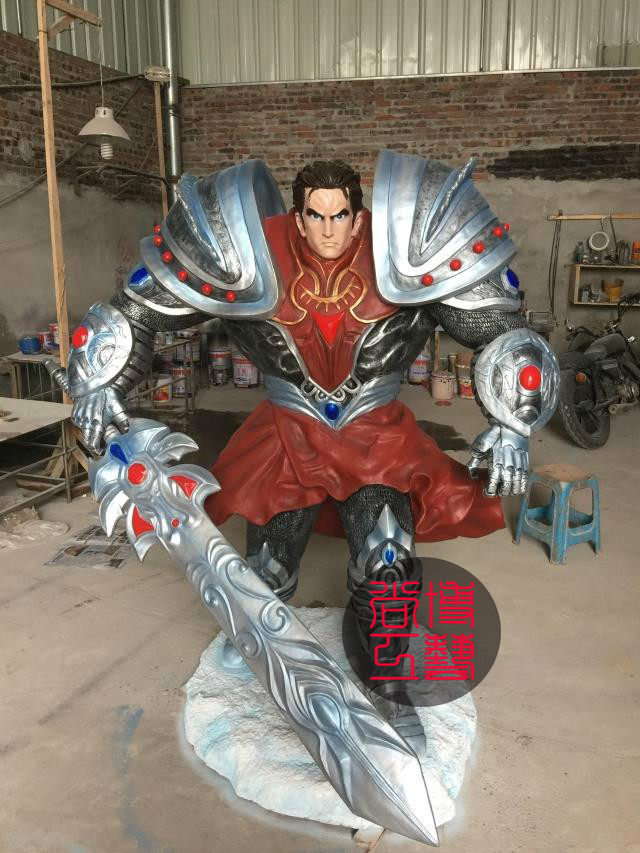 英雄联盟游戏人物德玛西亚 盖伦雕塑玻璃钢模型大型网吧摆件定制