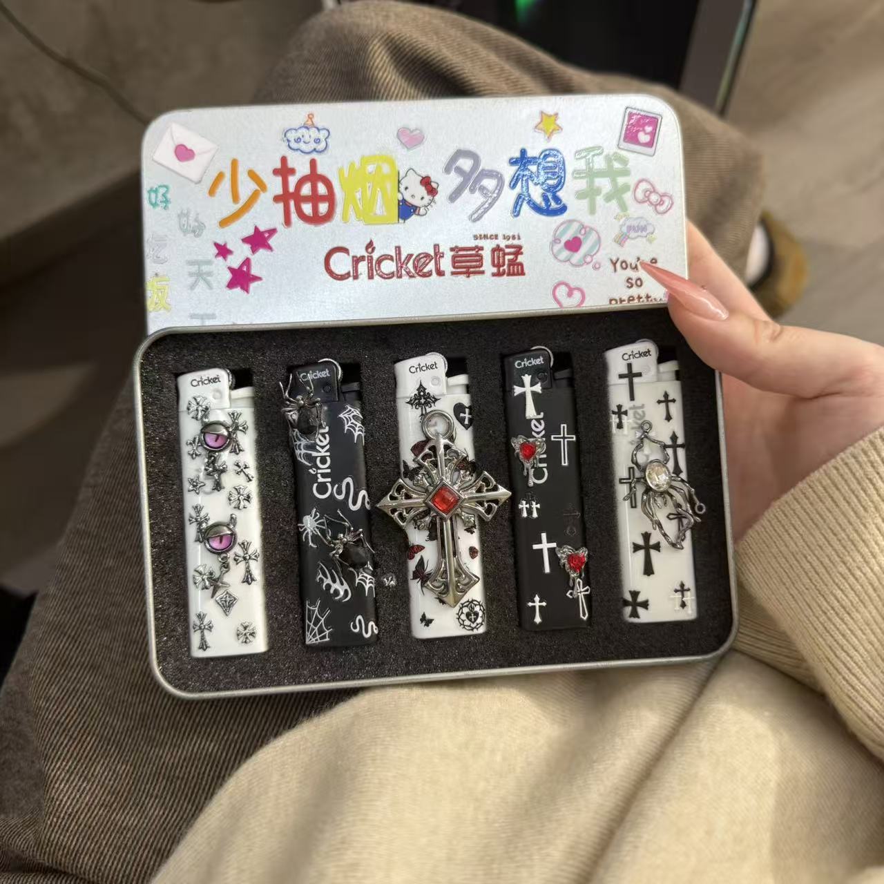 个性草蜢cricket砂轮打火机创意手工diy一次性耐用防爆高颜值礼物