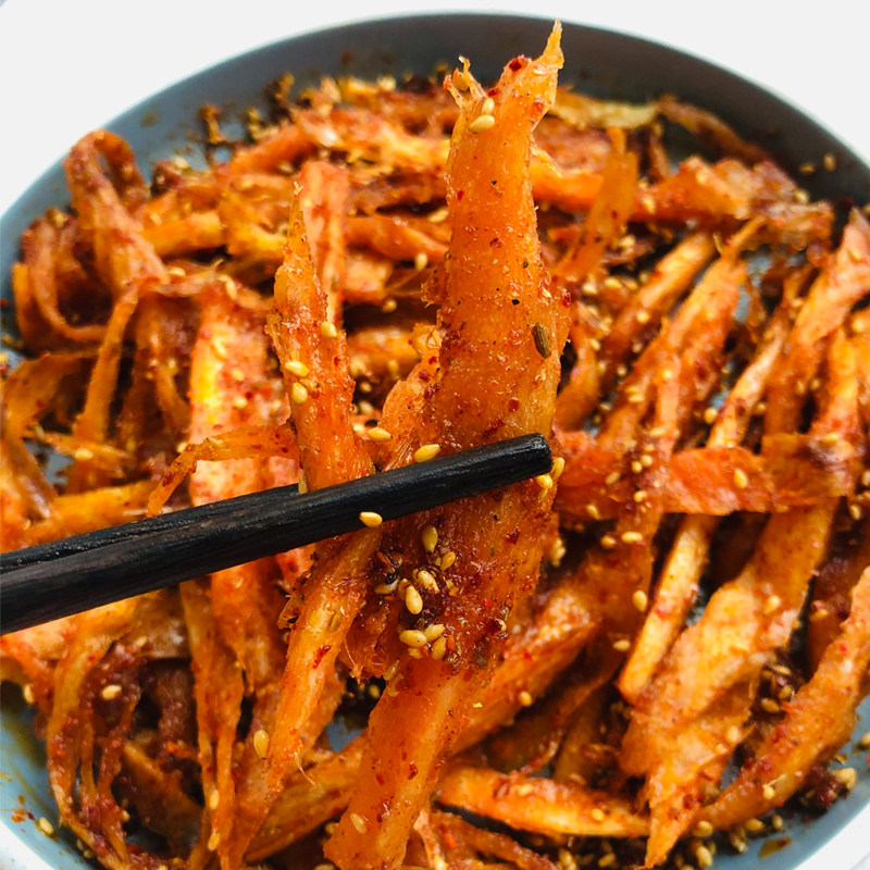 自拌明太鱼丝香辣鳕鱼延边特色美食小吃饭店烧烤店烤肉店半成品