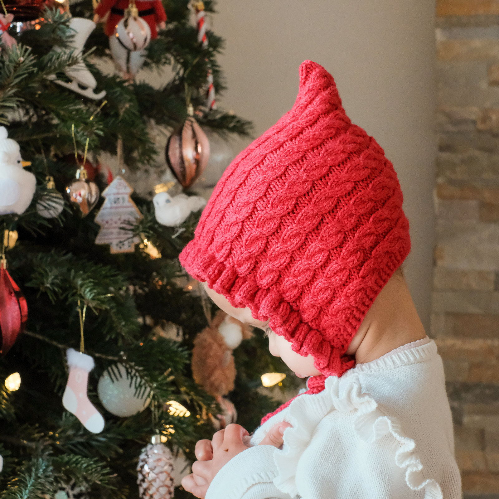 荷叶边精灵帽 儿童扭麻花帽子棒针文字编织说明君小君图解 非成品