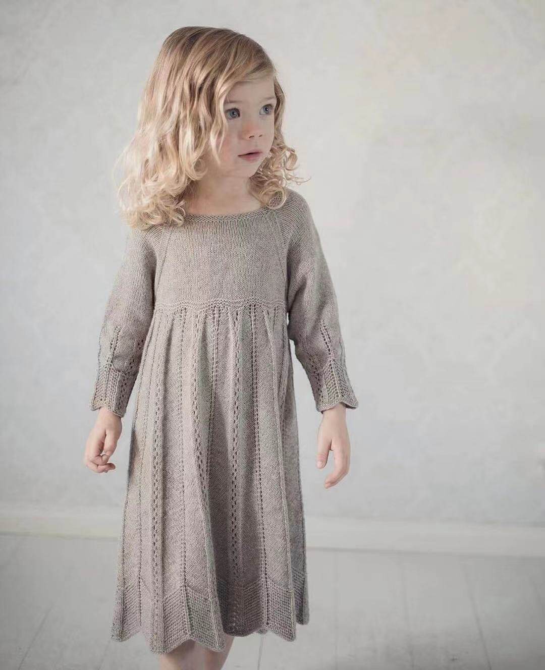 玛利亚连衣裙 女童毛线裙子 棒针文字图解 非成品