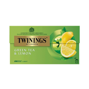 川宁柠檬绿茶茶包25片装 英国TWININGS绿茶袋泡茶 进口西式果茶包