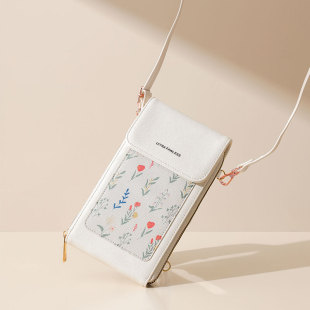 手机包女斜跨可触屏2025新款挂脖百搭便携零钱卡包透明吧唧收纳袋