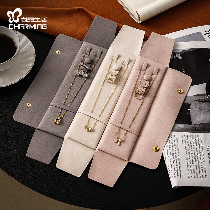 首饰盒收纳包便携旅行手饰袋项链耳钉戒指盒珠宝袋子绒布高级感小