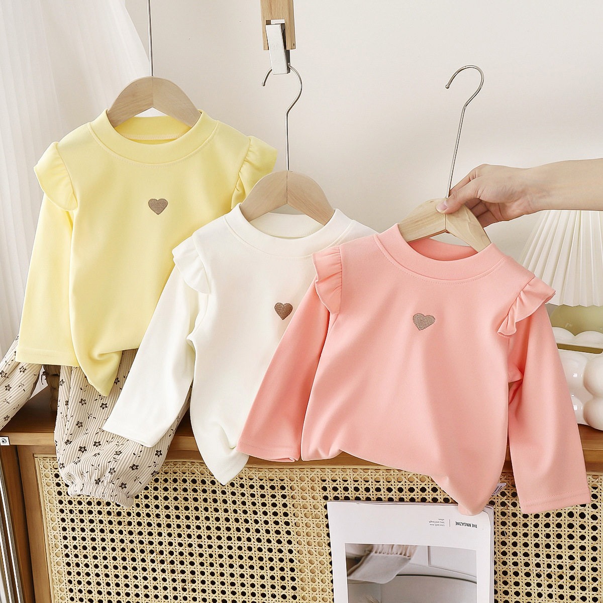 儿童打底衫a类春秋新款 宝宝保暖长袖T恤衫 女童上衣花边打底衫