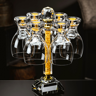 金箔水晶玻璃啤酒杯家用创意扎啤杯子大号轻奢高档家用杯架套装