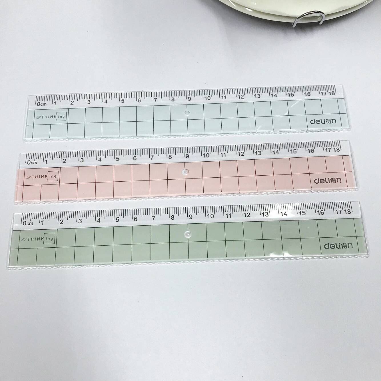 得力尺子 6235 多用直尺 18cm 带波浪线尺 学生作业尺测量工具