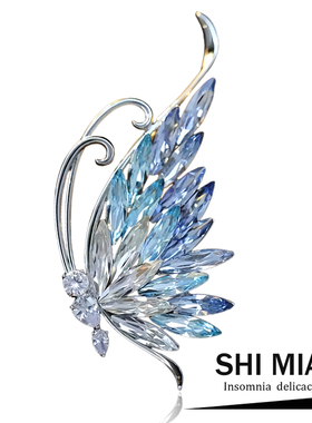 新款重工微镶锆石奢华优雅水晶蝴蝶胸针女精致时尚感西装外套配饰