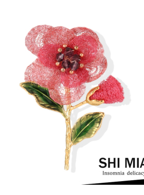 优雅山茶花时尚别针高档精致胸针女西装小香风大衣胸花配饰礼物潮