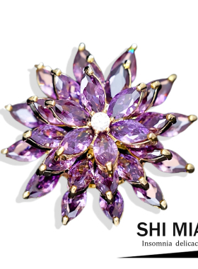 高档精致时尚旋转雪莲花胸针百搭西装女款胸花防走光衣服配饰别针